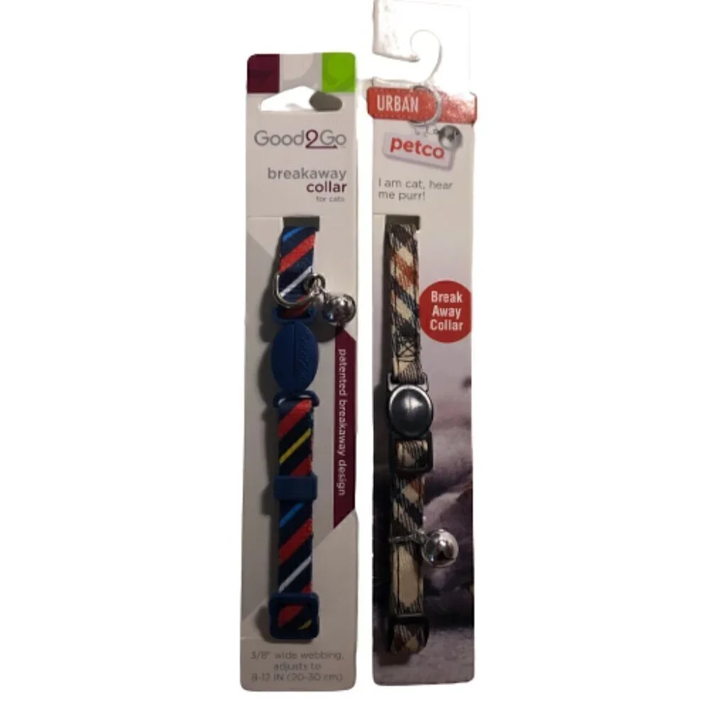 🛒$9 2 pack of Cat Breakaway Collars Boy Prints Plaid Strip  Adjusts to 8